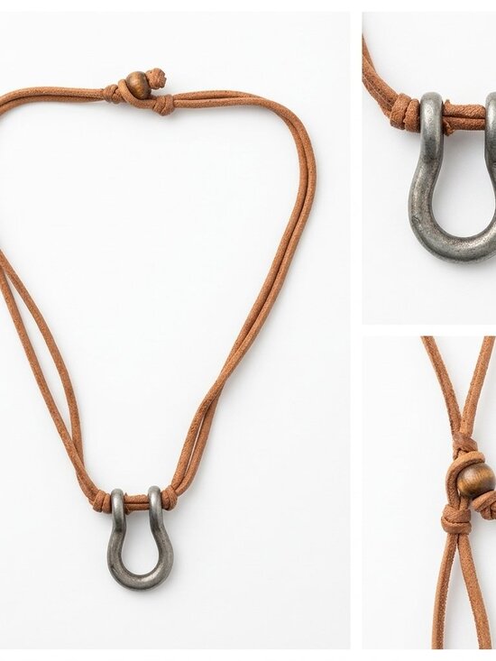 Unisex Leather & Metal Grunge Necklace/ Neck Piece - Picture 3 of 3